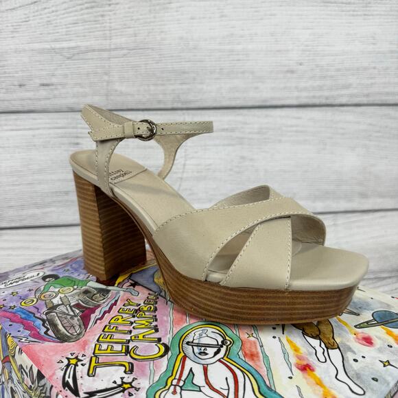 Jeffrey Campbell Womens Cream Seraphin Ankle Strap Platform Sandal Heels Size 10 - Picture 4 of 13